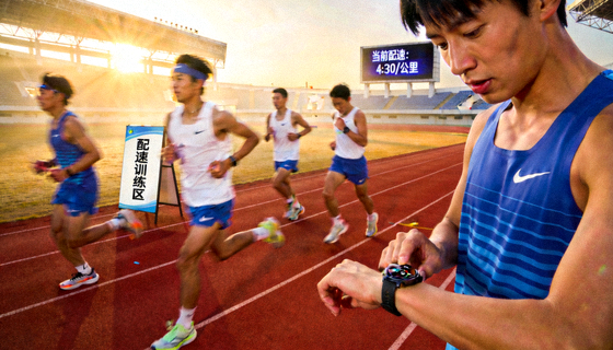 跑步训练场地运动员配速训练画面